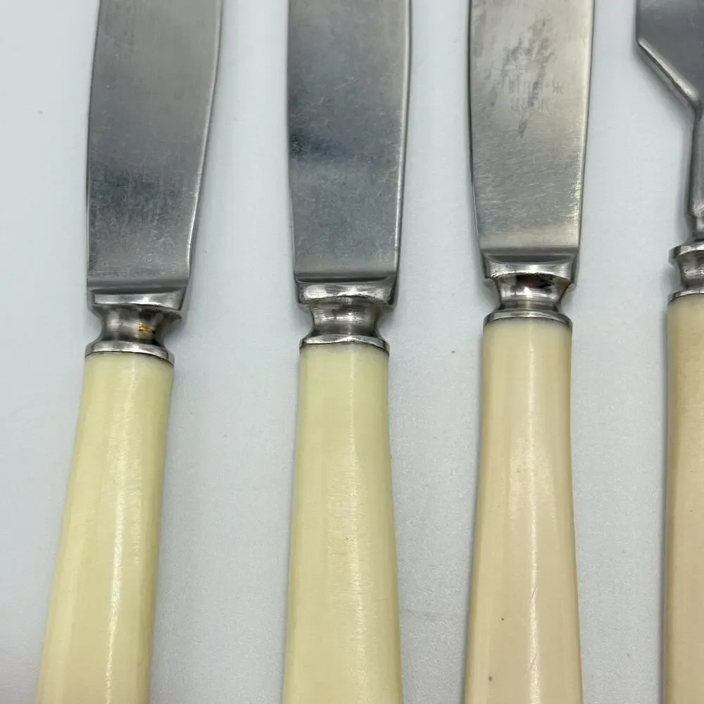 11 QTY Russian USSR Soviet Stainless Kitchen Bakelite Handle Knife Fork Flatware